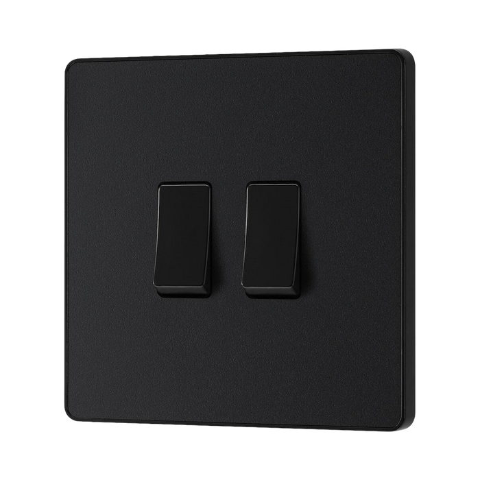 BG Evolve Matt Black 2G 2W Light Switch PCDMB42B - view 3