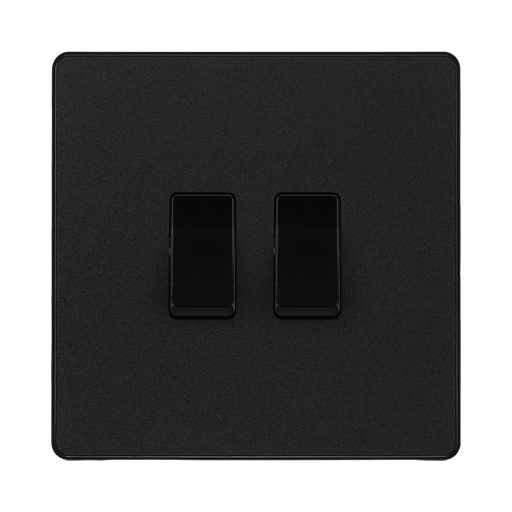 BG Evolve Matt Black 2G 2W Light Switch PCDMB42B