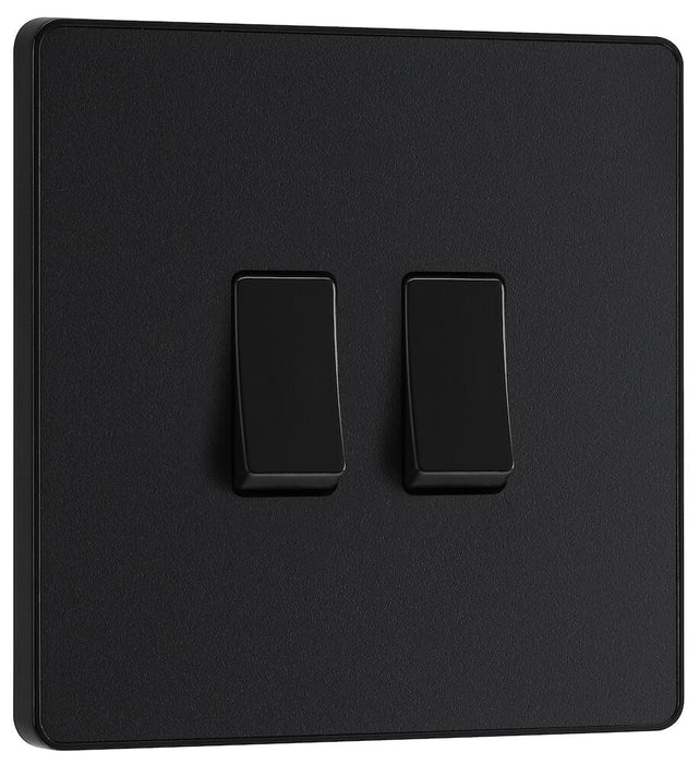 BG Evolve Matt Black 2G 2W Light Switch PCDMB42B - view 2