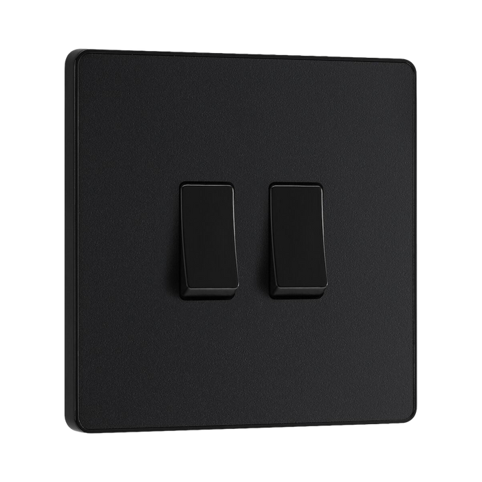 BG Evolve Matt Black 2G 2W Light Switch PCDMB42B - view 2
