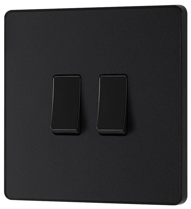 BG Evolve Matt Black 2G 2W Light Switch PCDMB42B - view 3