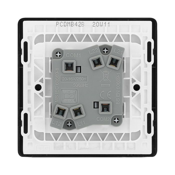 BG Evolve Matt Black 2G 2W Light Switch PCDMB42B - view 4