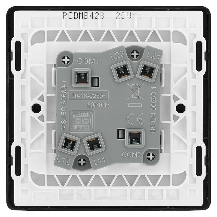 BG Evolve Matt Black 2G 2W Light Switch PCDMB42B - view 4