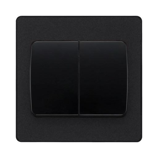 BG Evolve Matt Black 2G 2W Wide Rocker Light Switch PCDMB42WB