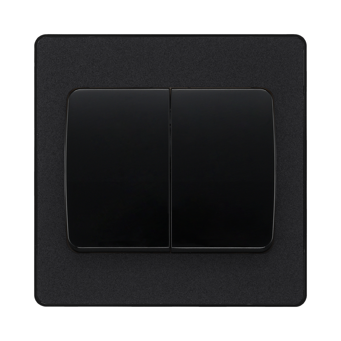 BG Evolve Matt Black 2G 2W Wide Rocker Light Switch PCDMB42WB