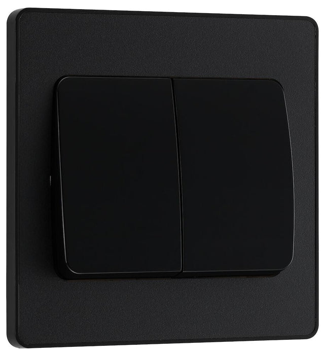 BG Evolve Matt Black 2G 2W Wide Rocker Light Switch PCDMB42WB - view 2