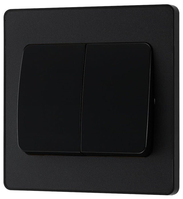 BG Evolve Matt Black 2G 2W Wide Rocker Light Switch PCDMB42WB - view 3