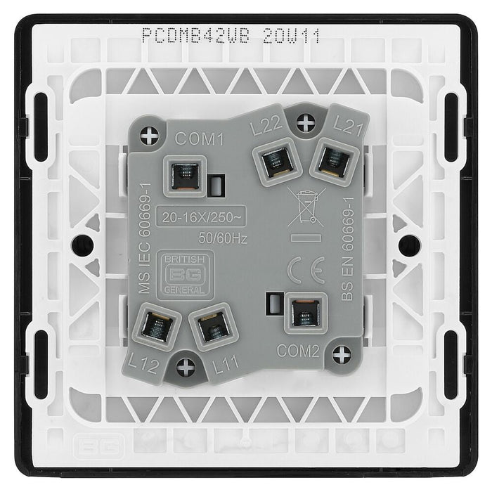 BG Evolve Matt Black 2G 2W Wide Rocker Light Switch PCDMB42WB - view 4