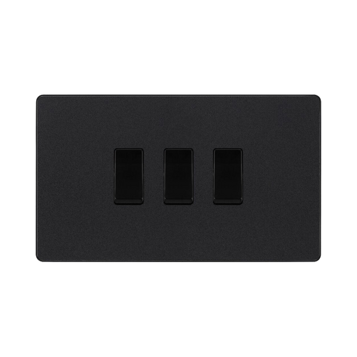 BG Evolve Matt Black 3G 2W Light Switch PCDMB432B