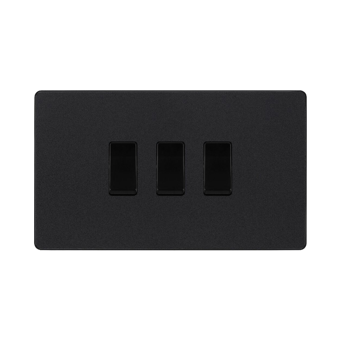 BG Evolve Matt Black 3G 2W Light Switch PCDMB432B