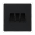 BG Evolve Matt Black 3G 2W Light Switch PCDMB43B