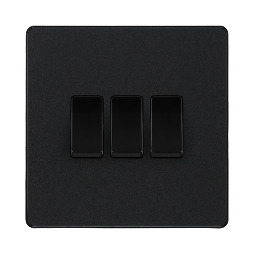 BG Evolve Matt Black 3G 2W Light Switch PCDMB43B