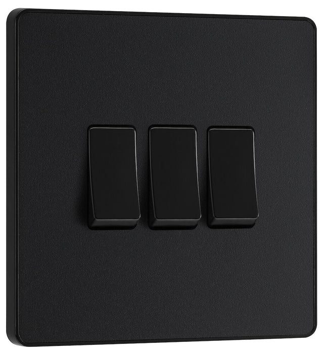 BG Evolve Matt Black 3G 2W Light Switch PCDMB43B - view 2