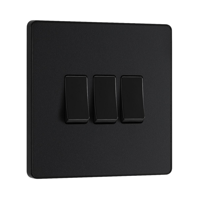BG Evolve Matt Black 3G 2W Light Switch PCDMB43B - view 2