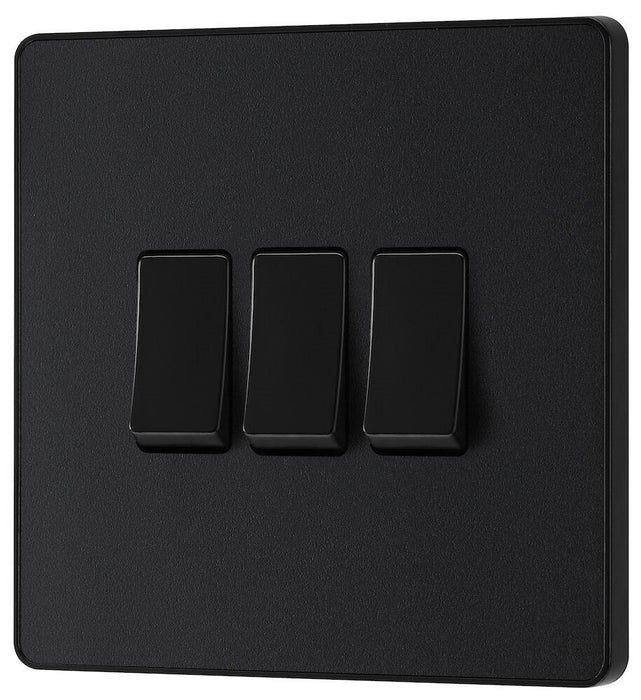 BG Evolve Matt Black 3G 2W Light Switch PCDMB43B - view 3