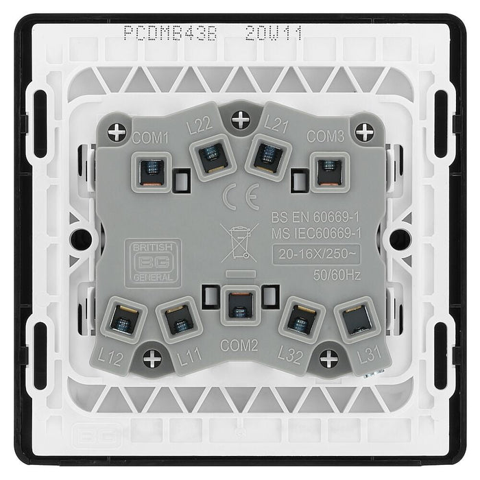 BG Evolve Matt Black 3G 2W Light Switch PCDMB43B - view 4