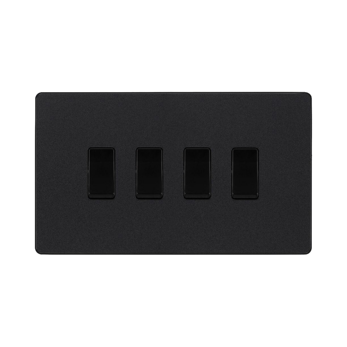BG Evolve Matt Black 4G 2W Light Switch PCDMB44B