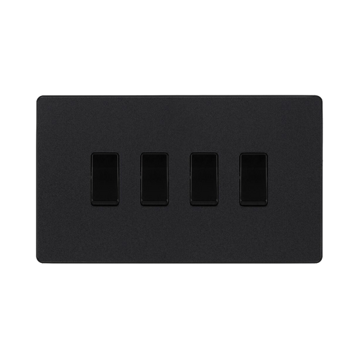 BG Evolve Matt Black 4G 2W Light Switch PCDMB44B
