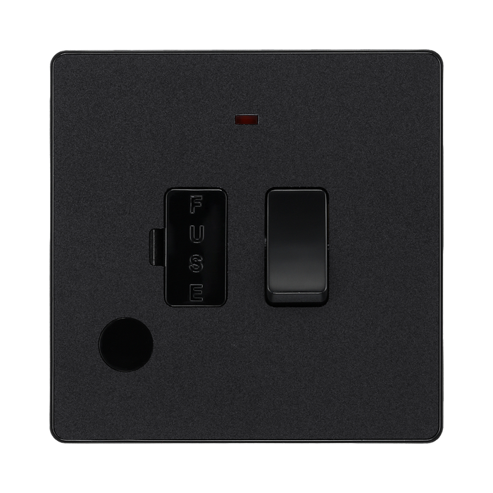 BG Evolve Matt Black 13A Switched Spur with LED and Flex Outlet PCDMB52B