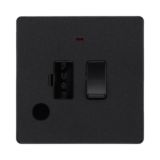 BG Evolve Matt Black 13A Switched Spur with LED and Flex Outlet PCDMB52B
