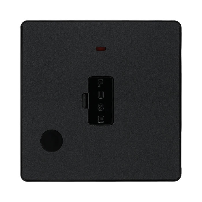 BG Evolve Matt Black 13A Unswitched Spur with LED and Flex Outlet PCDMB54B