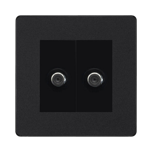 BG Evolve Matt Black Double Satellite Socket PCDMB612B