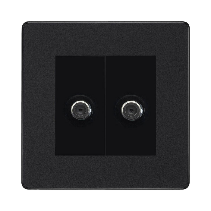 BG Evolve Matt Black Double Satellite Socket PCDMB612B