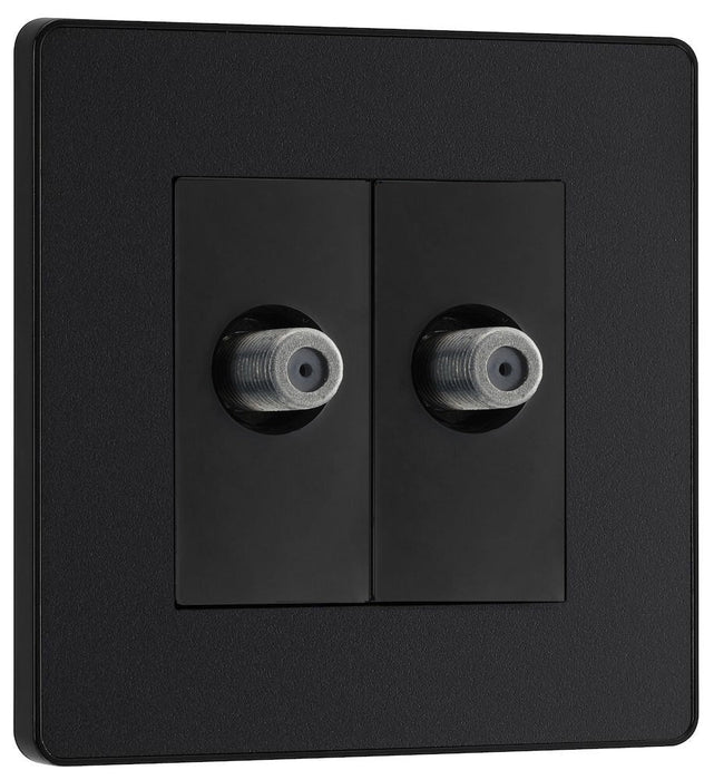 BG Evolve Matt Black Double Satellite Socket PCDMB612B - view 2