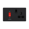 BG Evolve Matt Black 45A Cooker Switch with double pole switch and LED PCDMB70B
