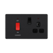 BG Evolve Matt Black 45A Cooker Switch with double pole switch and LED PCDMB70B