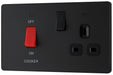 BG Evolve Matt Black 45A Cooker Switch with double pole switch and LED PCDMB70B - view 3