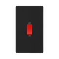 BG Evolve Matt Black 45A double pole switch with LED PCDMB72B