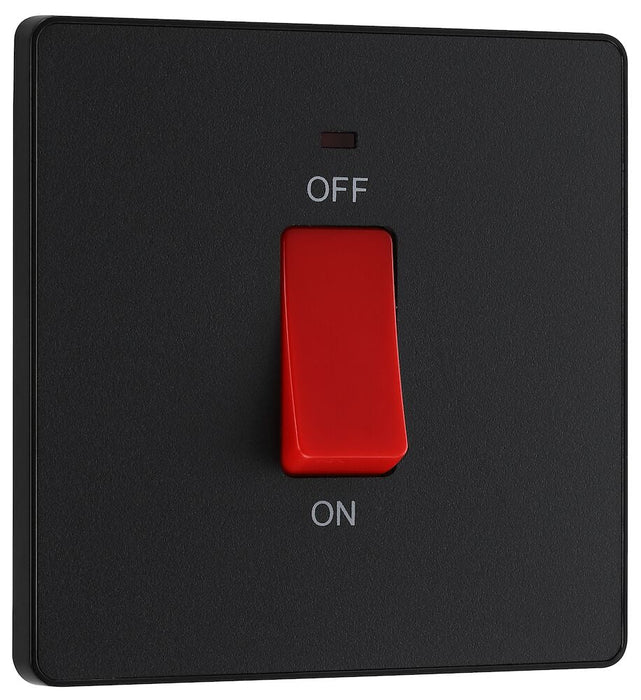 BG Evolve Matt Black 45A double pole switch with LED PCDMB74B - view 2