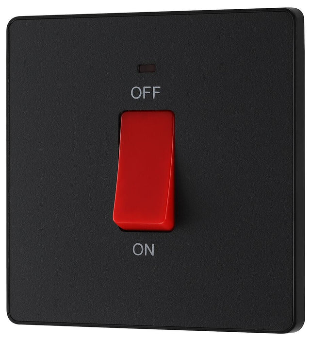 BG Evolve Matt Black 45A double pole switch with LED PCDMB74B - view 3