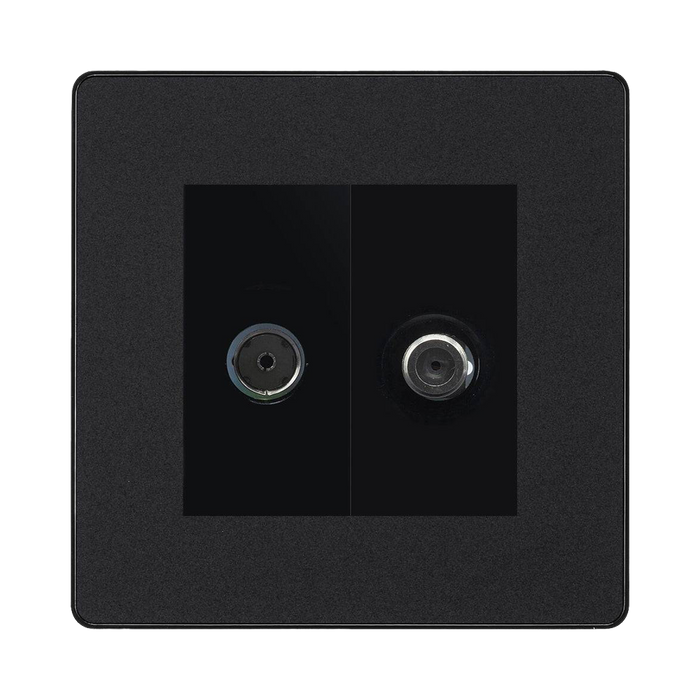 BG Evolve Matt Black TV & Satellite Socket PCDMBTVSATB
