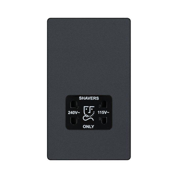 BG Evolve Matt Grey Dual Voltage Shaver Socket PCDMG20B – straight-on front view
