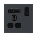BG Evolve Matt Grey 13A A+C USB Socket PCDMG21UAC18B