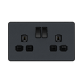 BG Evolve Matt Grey 13A Double Socket PCDMG22B