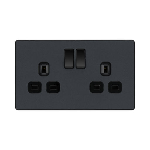 BG Evolve Matt Grey 13A Double Socket PCDMG22B