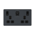 BG Evolve Matt Grey 13A Double USB Socket with 22W A+C Ports PCDMG22UAC22B