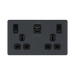 BG Evolve Matt Grey 13A Double USB Socket with 22W A+C Ports PCDMG22UAC22B