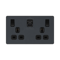 BG Evolve Matt Grey 13A Double USB Socket with 45W A+C Ports PCDMG22UAC45B