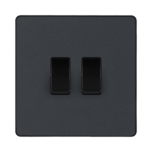 BG Evolve Matt Grey 2G 2W Light Switch PCDMG42B