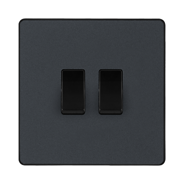 BG Evolve Matt Grey 2G 2W Light Switch PCDMG42B