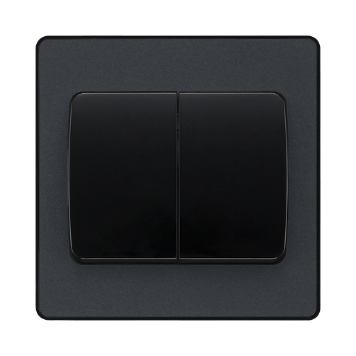 BG Evolve Matt Grey 2G 2W Wide Rocker Light Switch PCDMG42WB