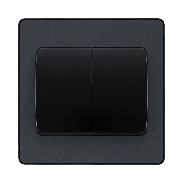 BG Evolve Matt Grey 2G 2W Wide Rocker Light Switch PCDMG42WB