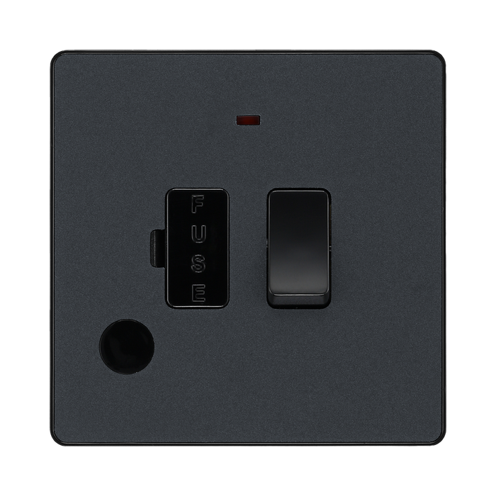 BG Evolve Matt Grey 13A Switched Spur with LED and Flex Outlet PCDMG52B