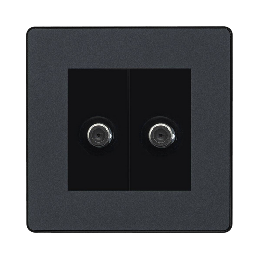 BG Evolve Matt Grey Double Satellite Socket PCDMG612B