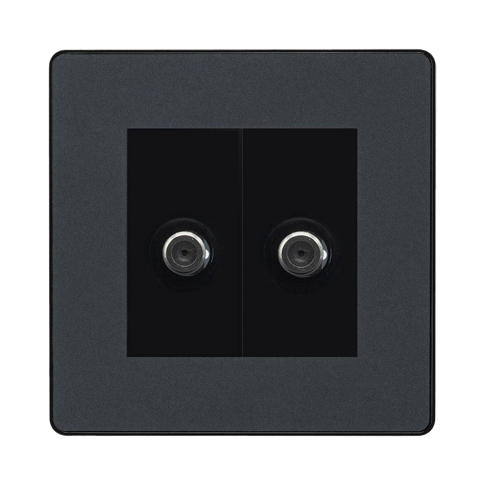 BG Evolve Matt Grey Double Satellite Socket PCDMG612B