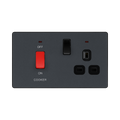 BG Evolve Matt Grey 45A Cooker Switch with double pole switch and LED PCDMG70B